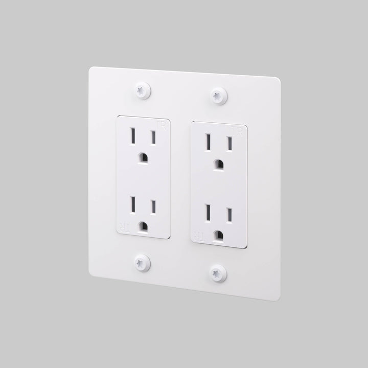 Buster + Punch 2 Gang Duplex Outlet Linear Knurl Without Logo White