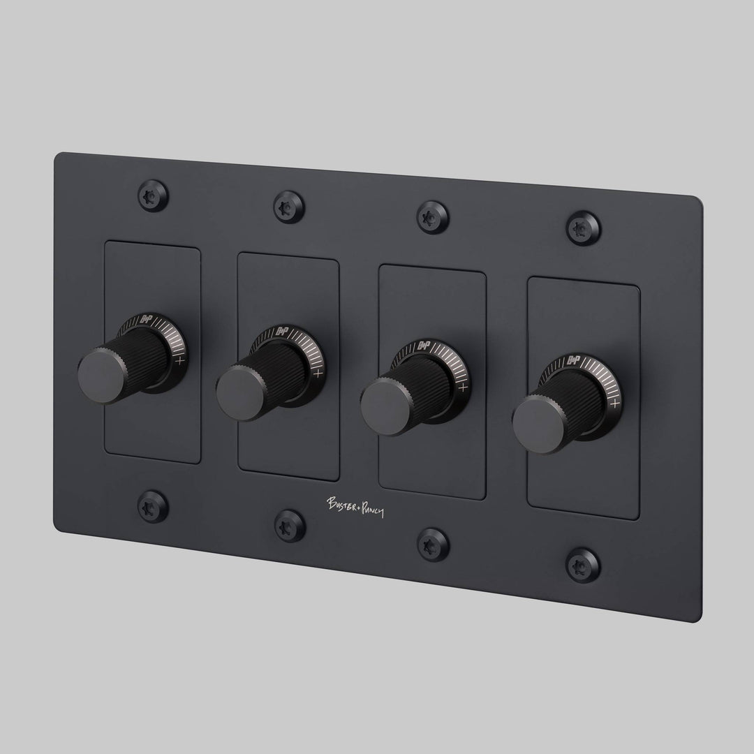 Buster + Punch 4 Gang Dimmer LED Linear Knurl With Logo Black