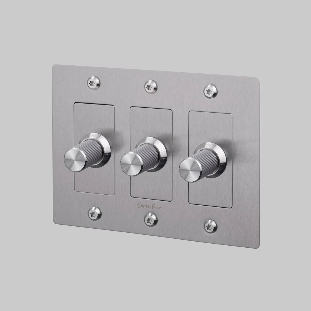 Buster + Punch 3 Gang Dimmer | LED | Linear Knurl | With Logo