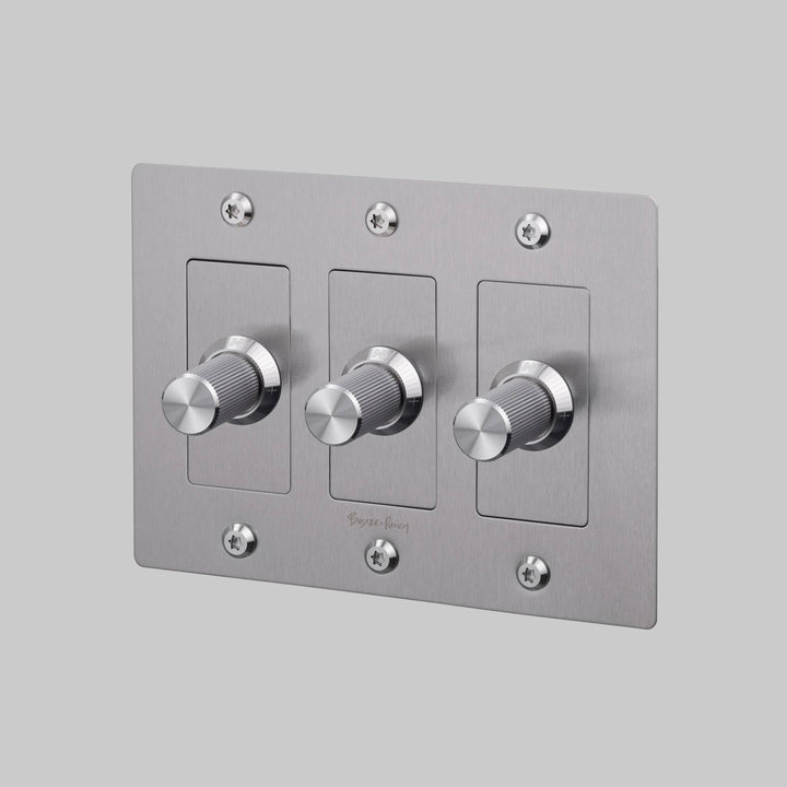 Buster + Punch 3 Gang Dimmer | LED | Linear Knurl | With Logo