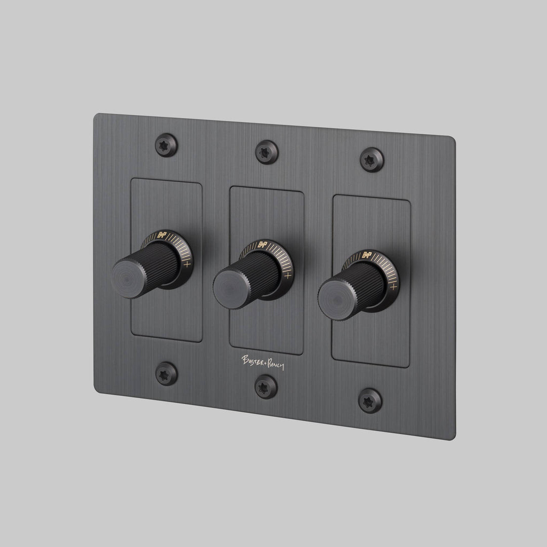 Buster + Punch 3 Gang Dimmer | LED | Linear Knurl | With Logo