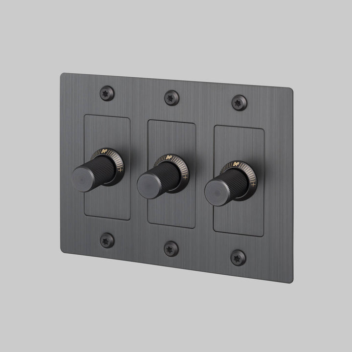 Buster + Punch 3 Gang Dimmer | LED | Linear Knurl | Without Logo