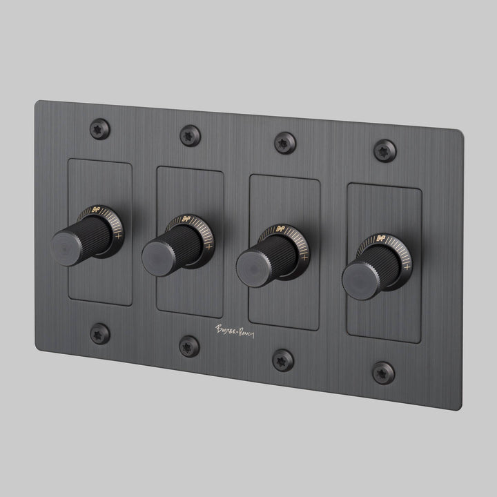 Buster + Punch 4 Gang Dimmer LED Linear Knurl With Logo Smoked Bronze