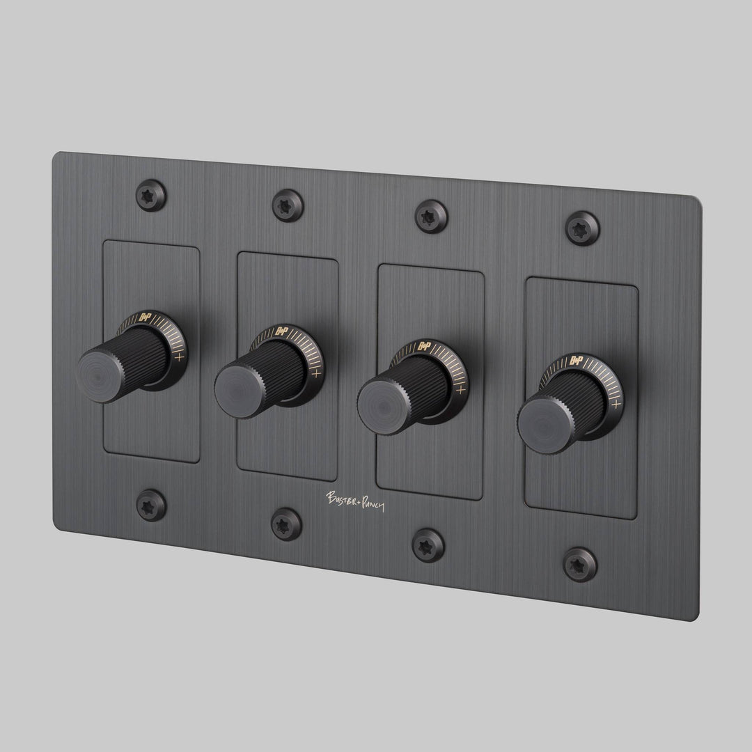 Buster + Punch 4 Gang Dimmer | LED | Linear Knurl | With Logo
