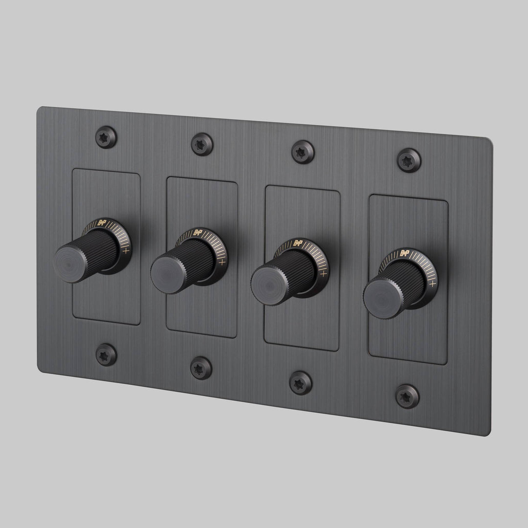 Buster + Punch 4 Gang Dimmer LED Linear Knurl Without Logo Smoked Bronze