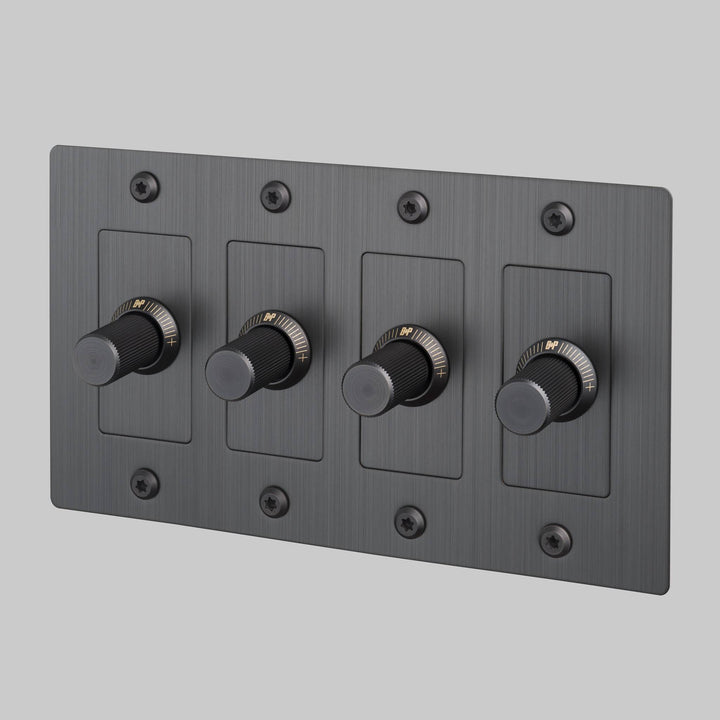 Buster + Punch 4 Gang Dimmer LED Linear Knurl Without Logo Smoked Bronze