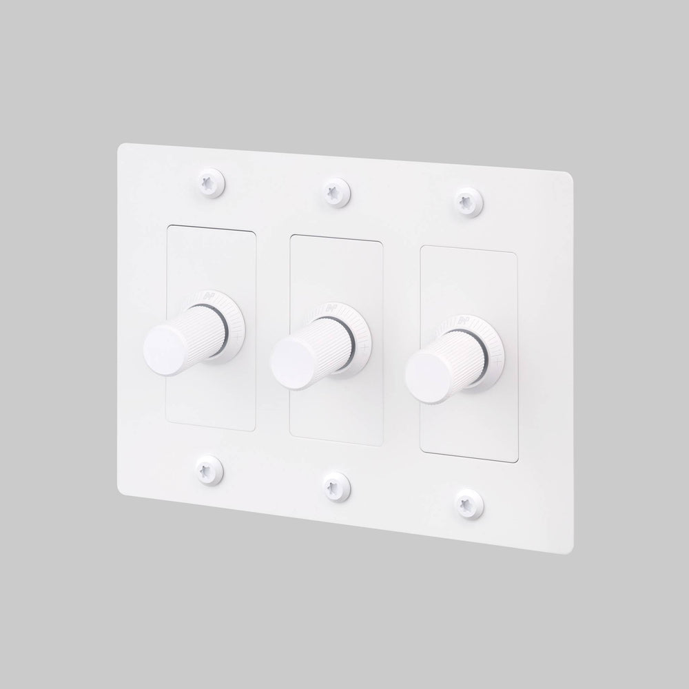 Buster + Punch 3 Gang Dimmer LED Linear Knurl Without Logo White