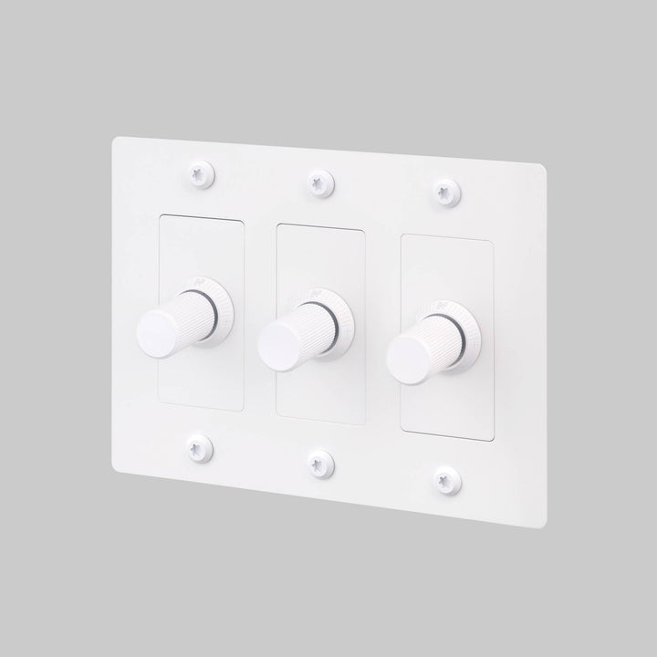 Buster + Punch 3 Gang Dimmer LED Linear Knurl Without Logo White