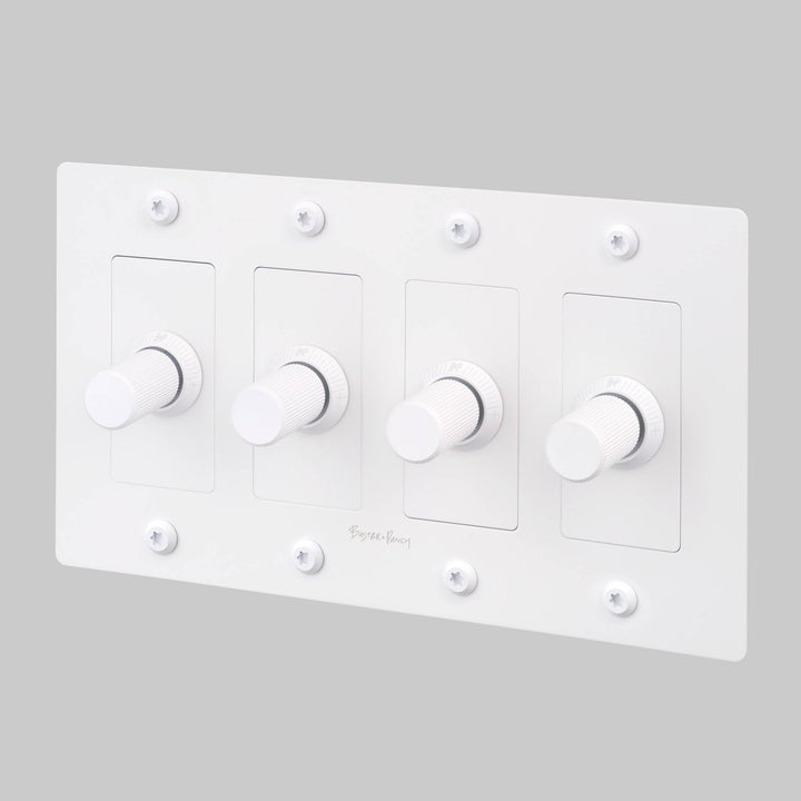 Buster + Punch 4 Gang Dimmer LED Linear Knurl With Logo White