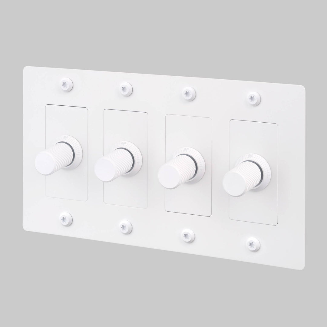 Buster + Punch 4 Gang Dimmer LED Linear Knurl Without Logo White