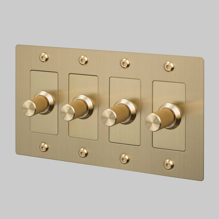 Buster + Punch 4 Gang Dimmer LED Linear Knurl Without Logo Brass