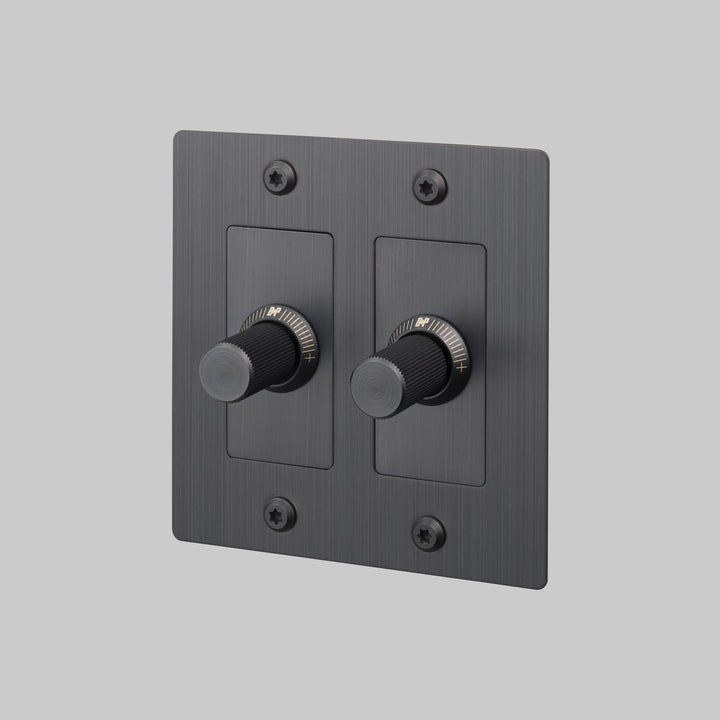 Buster + Punch 2 Gang Dimmer | LED | Linear Knurl | Without Logo