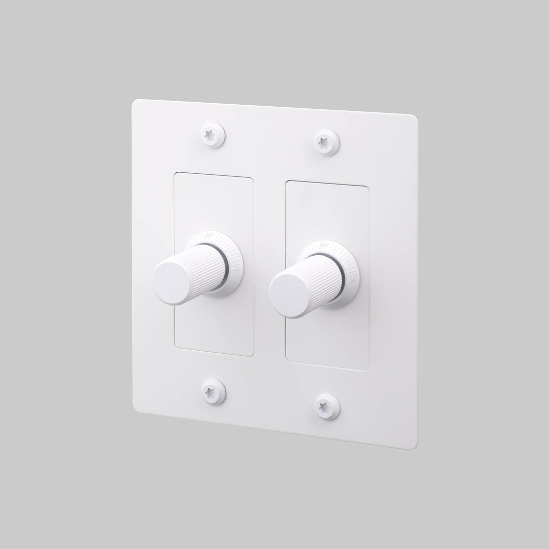 Buster + Punch 2 Gang Dimmer LED Linear Knurl Without Logo White
