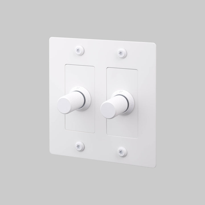 Buster + Punch 2 Gang Dimmer LED Linear Knurl Without Logo White