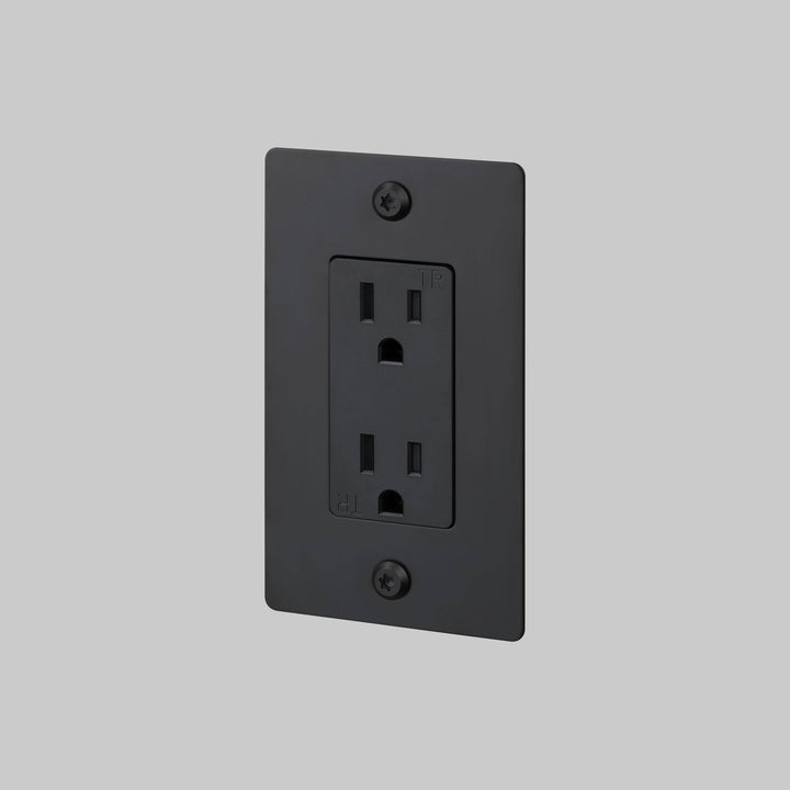Buster + Punch 1 Gang Duplex Outlet | Linear Knurl | Without Logo