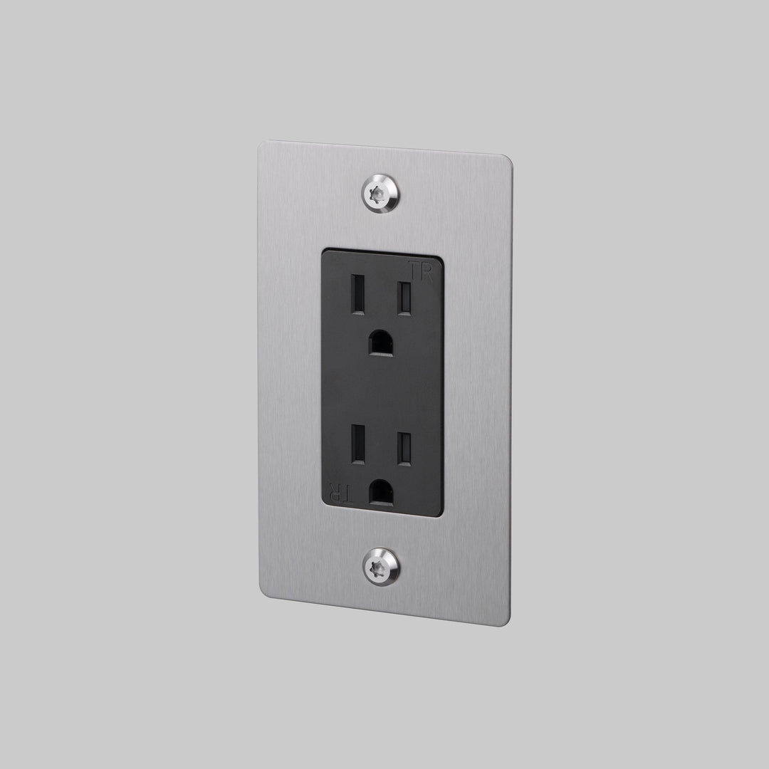 Buster + Punch 1 Gang Duplex Outlet | Linear Knurl | Without Logo