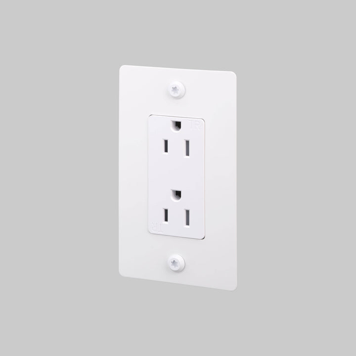 Buster + Punch 1 Gang Duplex Outlet Linear Knurl Without Logo White