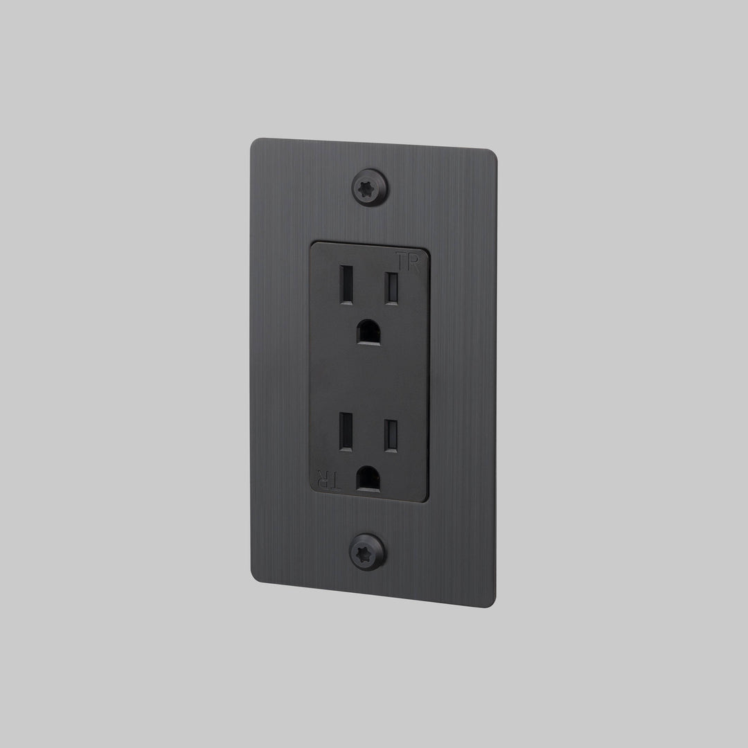 Buster + Punch 1 Gang Duplex Outlet | Linear Knurl | Without Logo