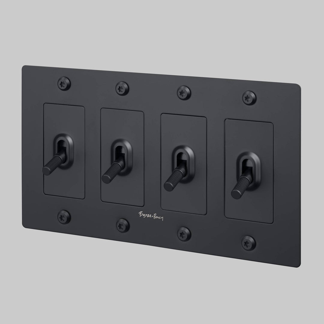 Buster + Punch 4 Gang Toggle Switch | Linear Knurl | With Logo