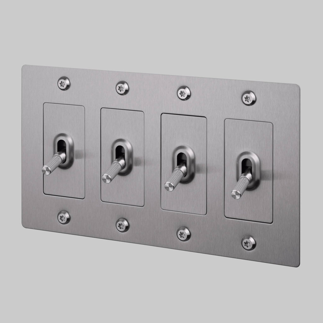Buster + Punch 4 Gang Toggle Switch | Linear Knurl | Without Logo