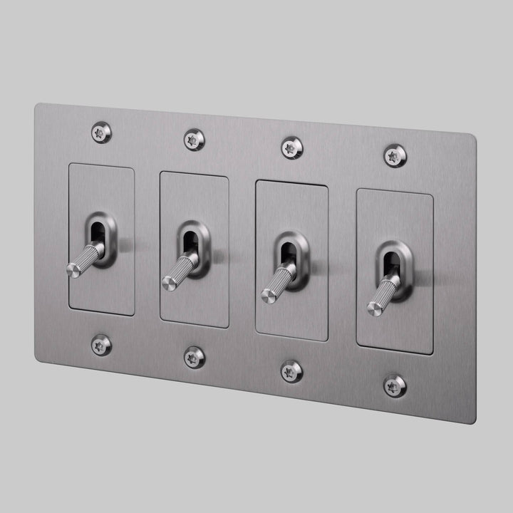 Buster + Punch 4 Gang Toggle Switch | Linear Knurl | Without Logo