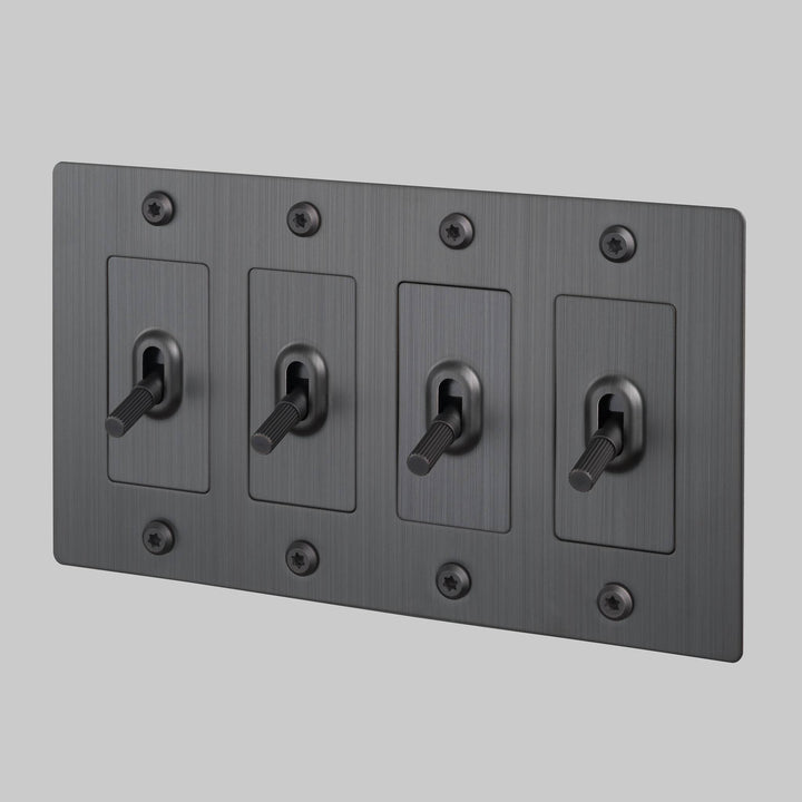 Buster + Punch 4 Gang Toggle Switch | Linear Knurl | Without Logo
