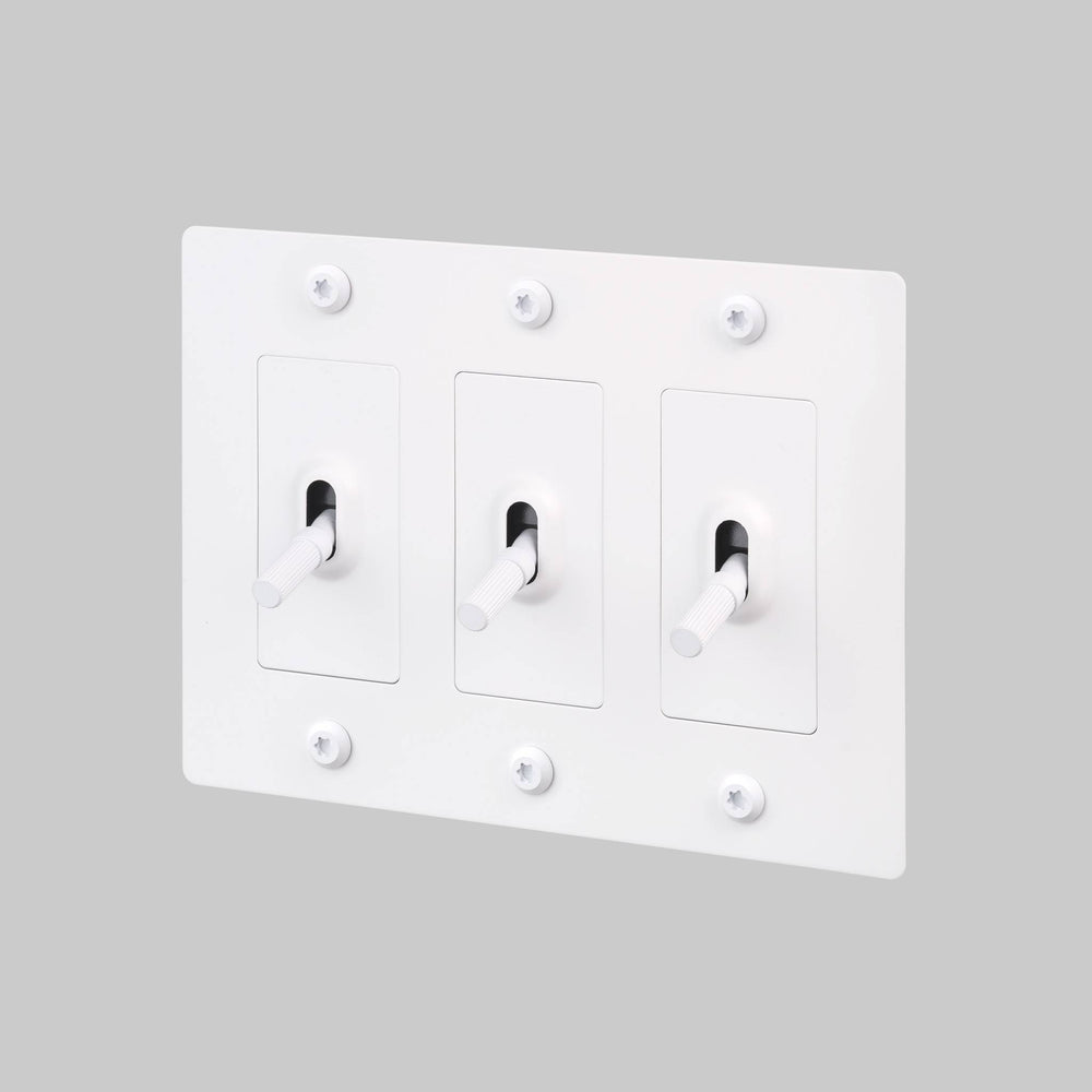 Buster + Punch 3 Gang Toggle Switch Linear Knurl Without Logo White