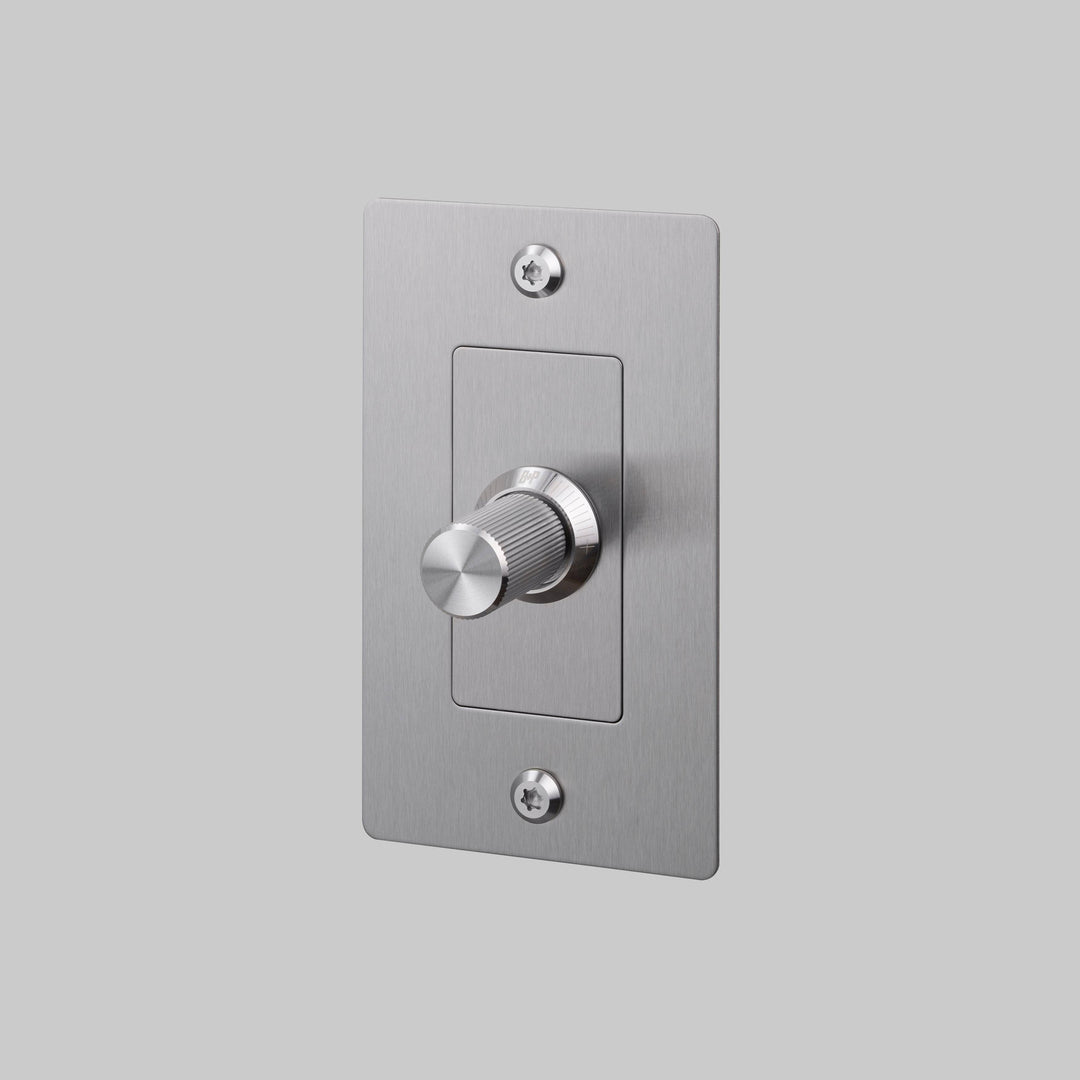 Buster + Punch 1 Gang Dimmer LED Linear Knurl Without Logo Steel