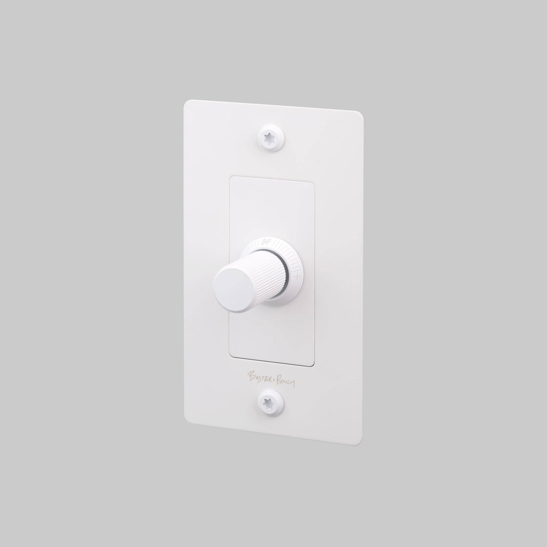 Buster + Punch 1 Gang Dimmer LED Linear Knurl With Logo White