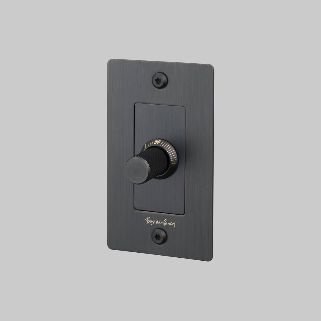Buster + Punch 1 Gang Dimmer LED Linear Knurl With Logo Smoked Bronze