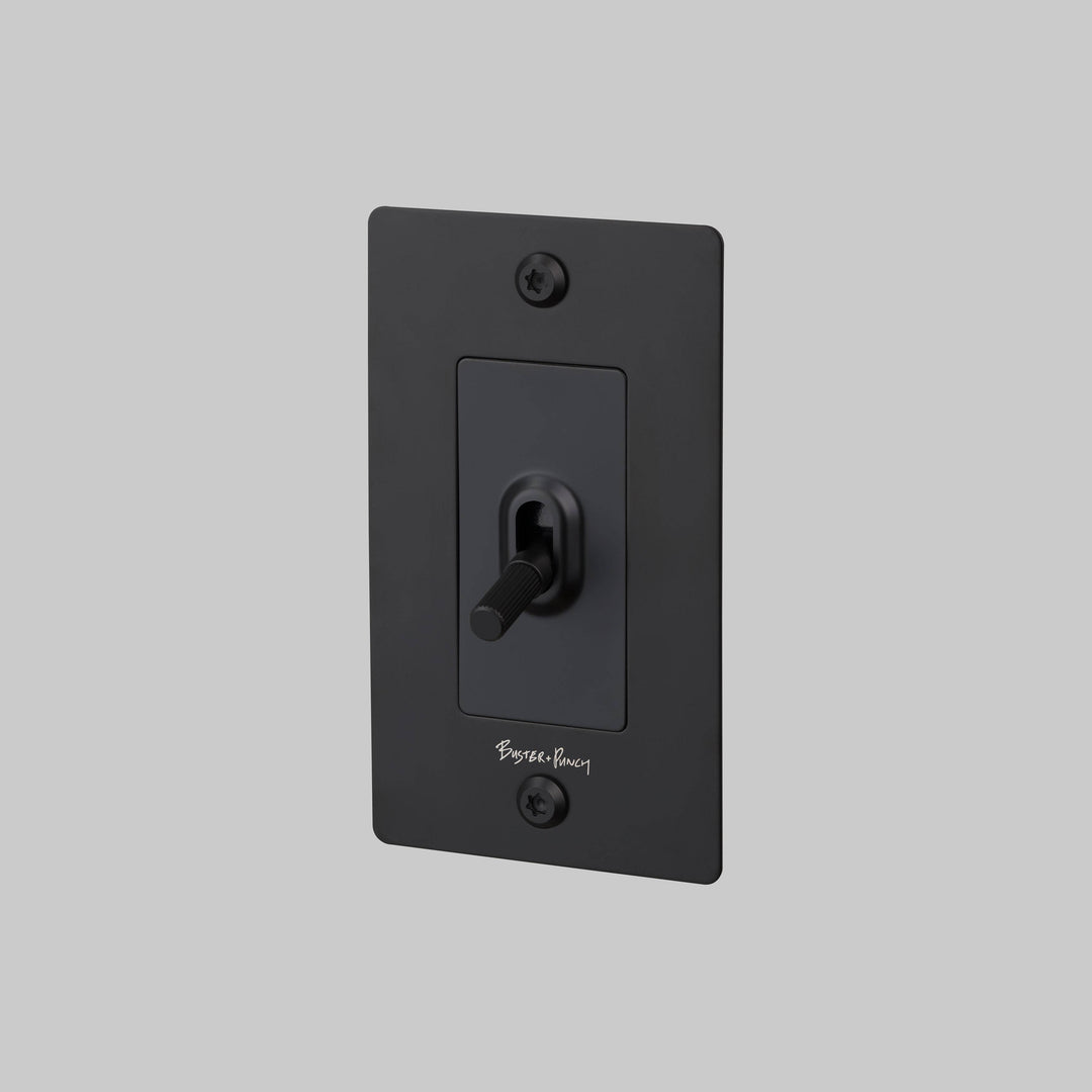 Buster + Punch 1 Gang Toggle Switch Linear Knurl With Logo Black