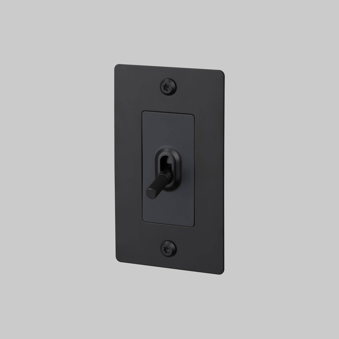 Buster + Punch 1 Gang Toggle Switch Linear Knurl Without Logo Black