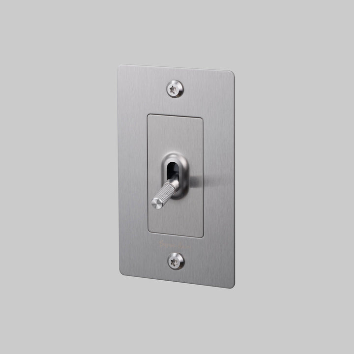 Buster + Punch 1 Gang Toggle Switch Linear Knurl With Logo Steel