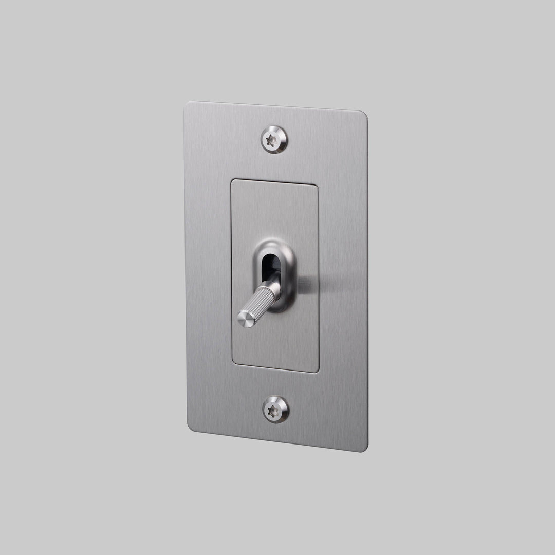 Buster + Punch 1 Gang Toggle Switch Linear Knurl Without Logo Steel