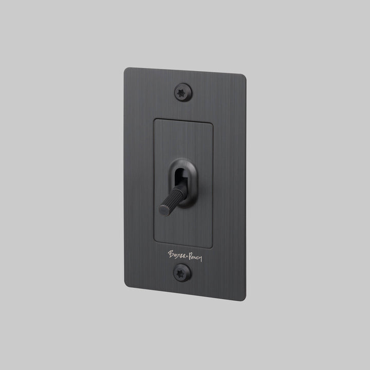 Buster + Punch 1 Gang Toggle Switch Linear Knurl With Logo Smoked Bronze