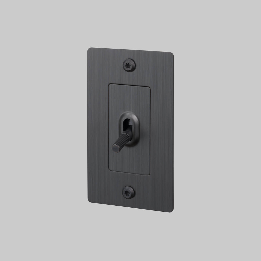 Buster + Punch 1 Gang Toggle Switch Linear Knurl Without Logo Smoked Bronze