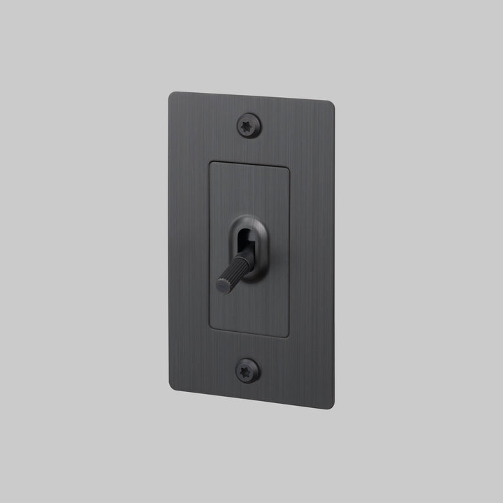Buster + Punch 1 Gang Toggle Switch Linear Knurl Without Logo Smoked Bronze