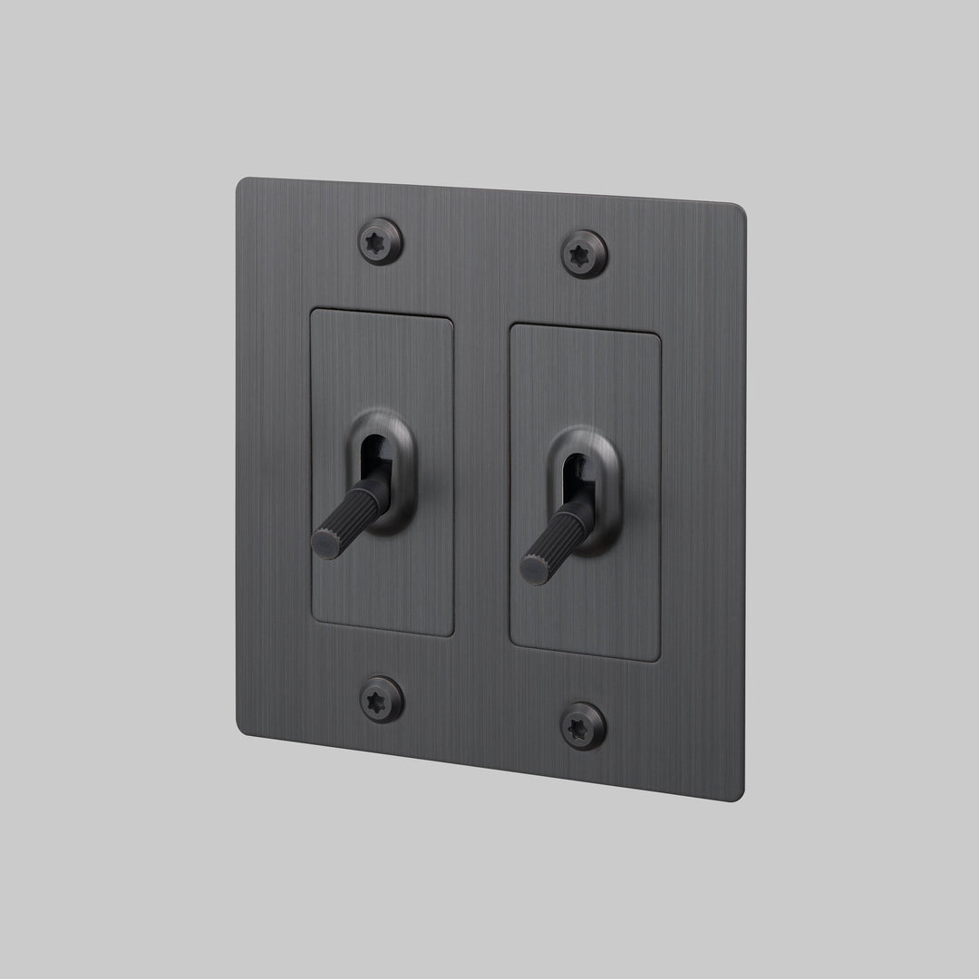 Buster + Punch 2 Gang Toggle Switch | Linear Knurl | Without Logo