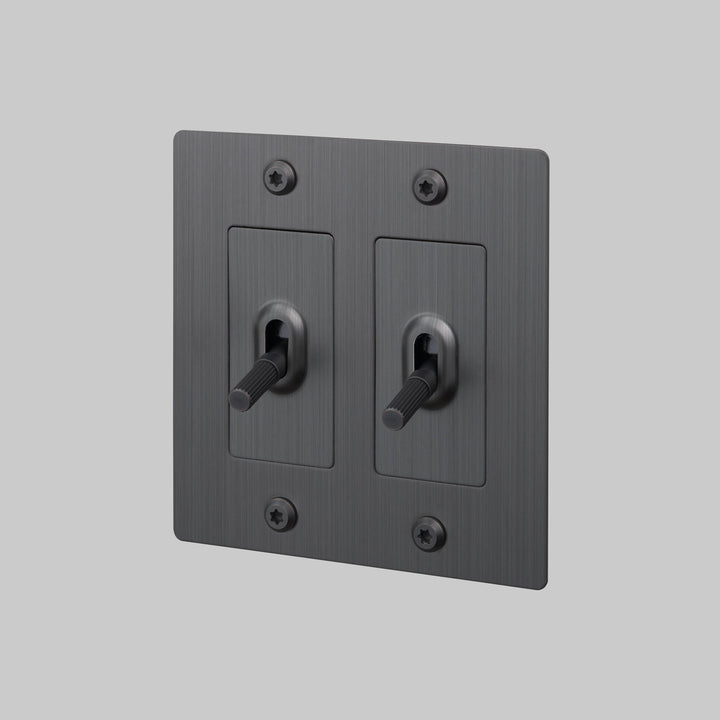 Buster + Punch 2 Gang Toggle Switch | Linear Knurl | Without Logo