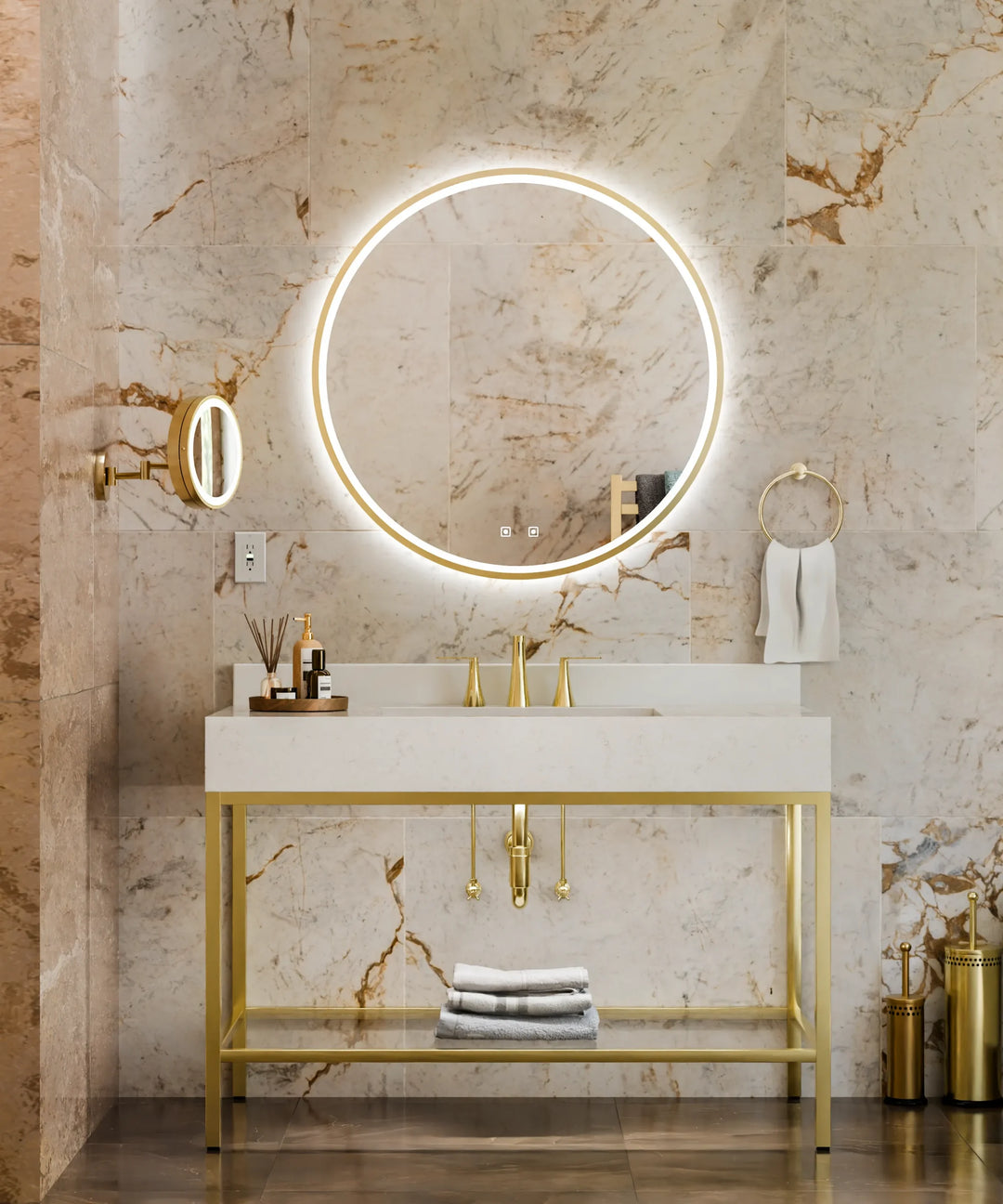Electric Mirror Brilliance frame-lit LED mirror Brushed Brass BR02