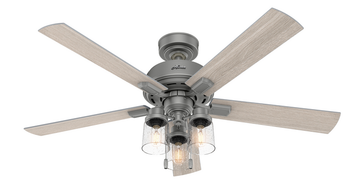 Hunter 52 inch Hartland Ceiling Fan with LED Light Kit and Pull Chain Indoor Ceiling Fans Hunter