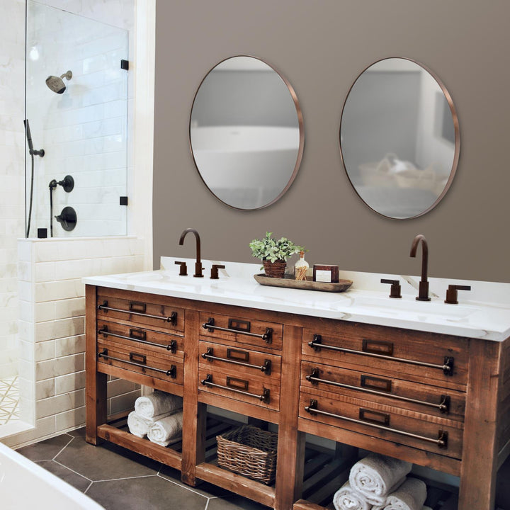Howard Elliott Van Buren Brushed Brass Round Mirror