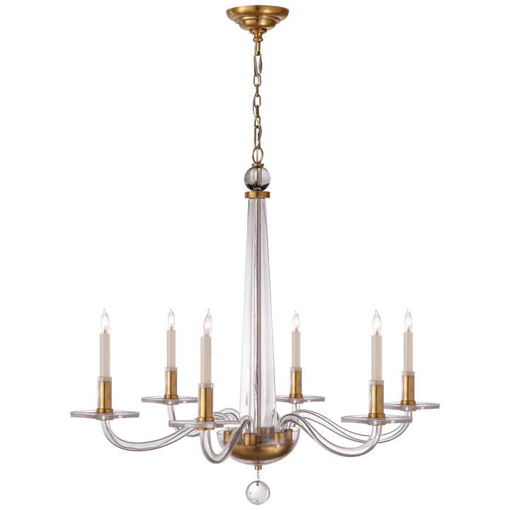 Visual Comfort & Co. Bernardo Medium Chandelier Chandeliers Visual Comfort & Co. Antique Brass and Clear Glass  