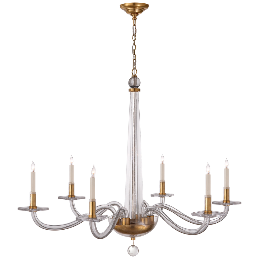 Visual Comfort & Co. Bernardo Large Chandelier Chandeliers Visual Comfort & Co. Antique Brass and Clear Glass  