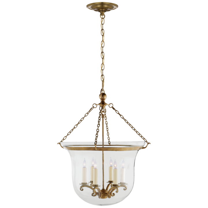 Visual Comfort & Co. Country Large Bell Jar Lantern Pendants Visual Comfort & Co. Antique-Burnished Brass  