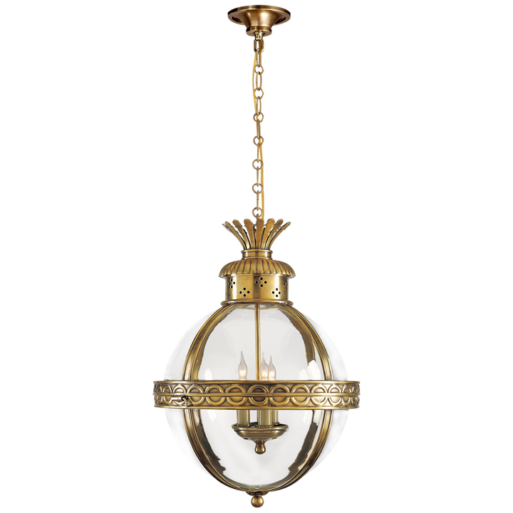 Visual Comfort & Co. Crown Top Banded Globe Lantern Pendants Visual Comfort & Co. Antique-Burnished Brass  