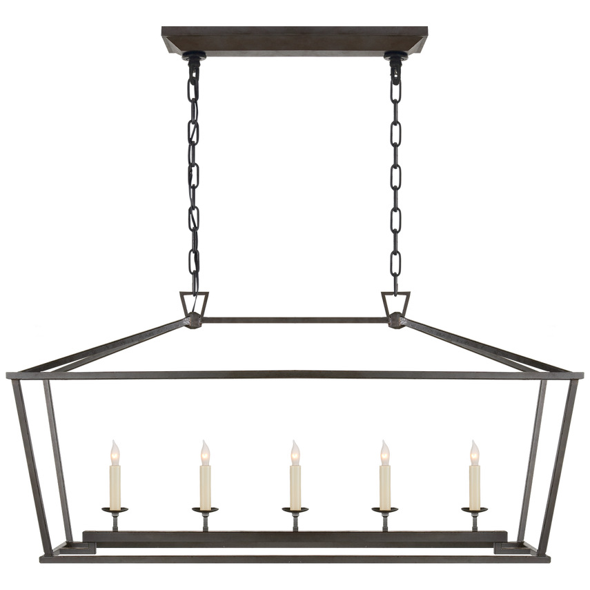 Visual Comfort & Co. Darlana Medium Linear Lantern Pendants Visual Comfort & Co. Polished Nickel  