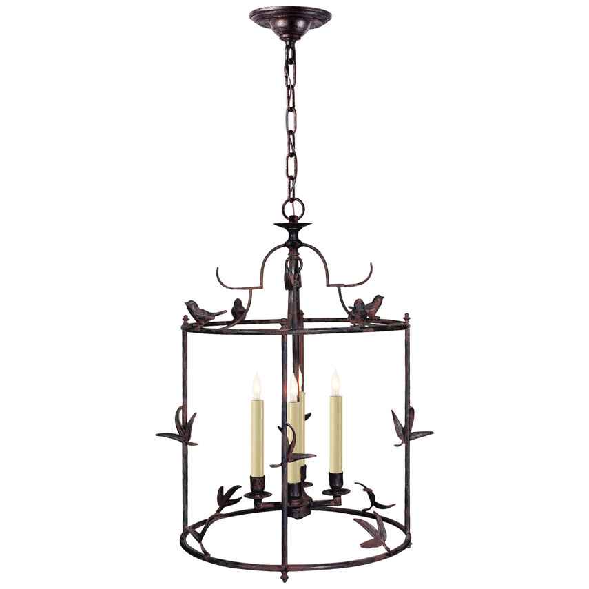 Visual Comfort & Co. Diego Grande Classical Perching Bird Lantern Pendants Visual Comfort & Co. Hand Painted Rust Finish  