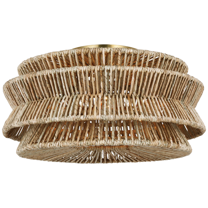 Visual Comfort & Co. Antigua XL Semi-Flush Mount Ceiling Flush Mounts Visual Comfort & Co. Antique-Burnished Brass and Natural Abaca  