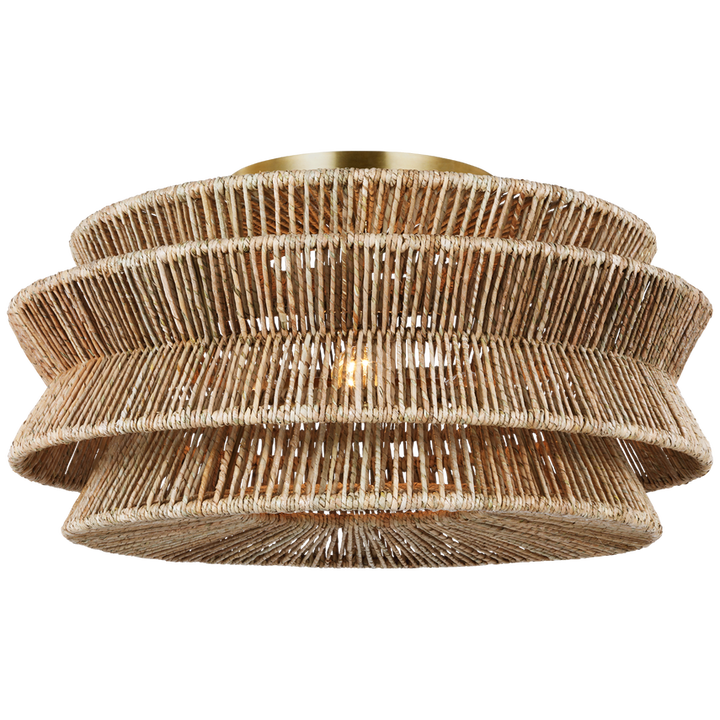 Visual Comfort & Co. Antigua Grande Semi-Flush Mount Ceiling Flush Mounts Visual Comfort & Co. Antique-Burnished Brass and Natural Abaca  